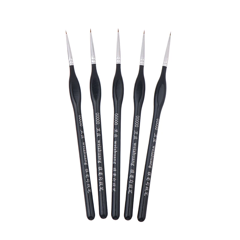 5Pcs Precision Fine Tip 00000 Paint Brush Set For Acrylic Models Mini Miniature Detail Nylon Hair Thin Extra Fine Paintbrushes