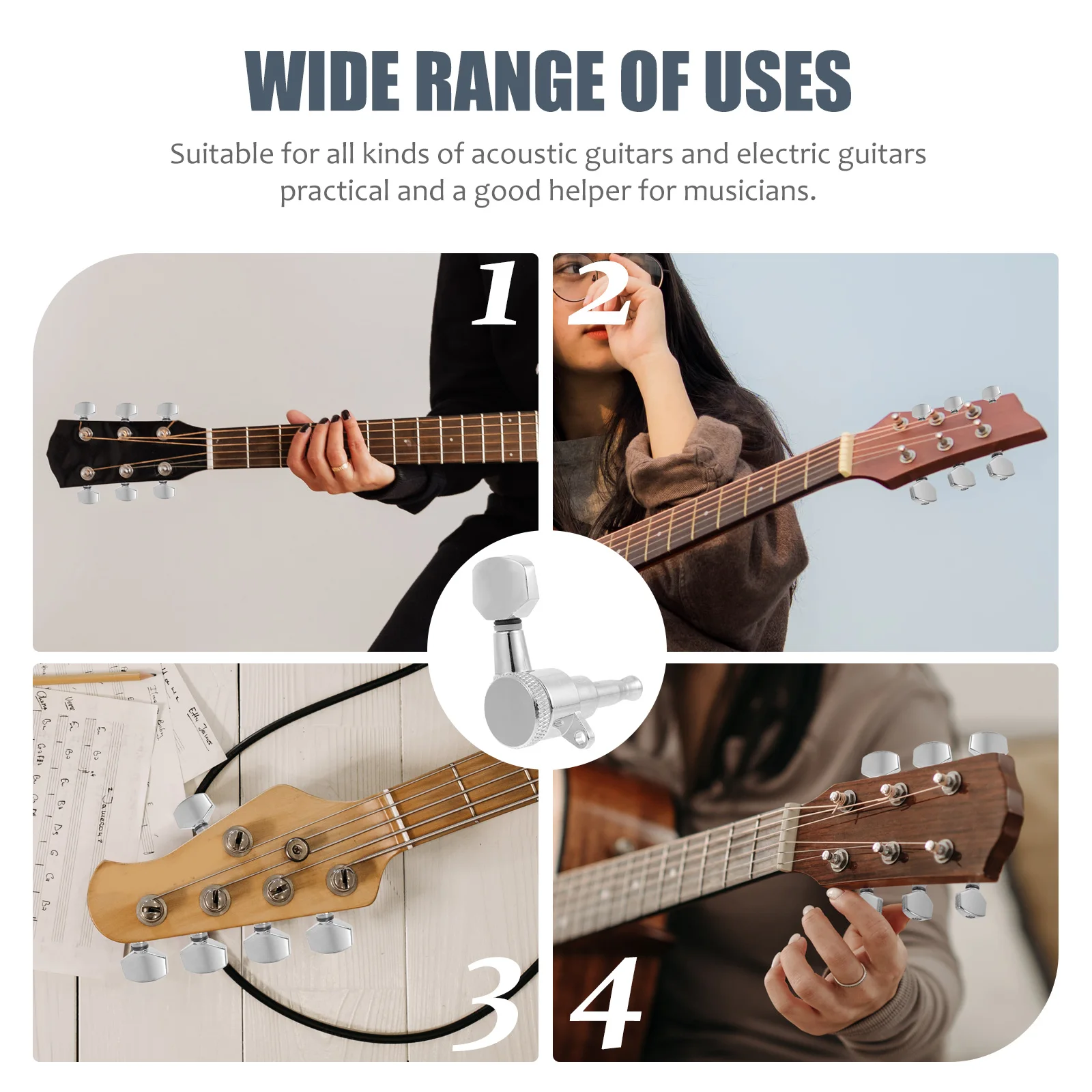 

6 Pcs Electric Guitar Buttons Accessories Tuners Locking Stringed Instrument Pegs Gear
