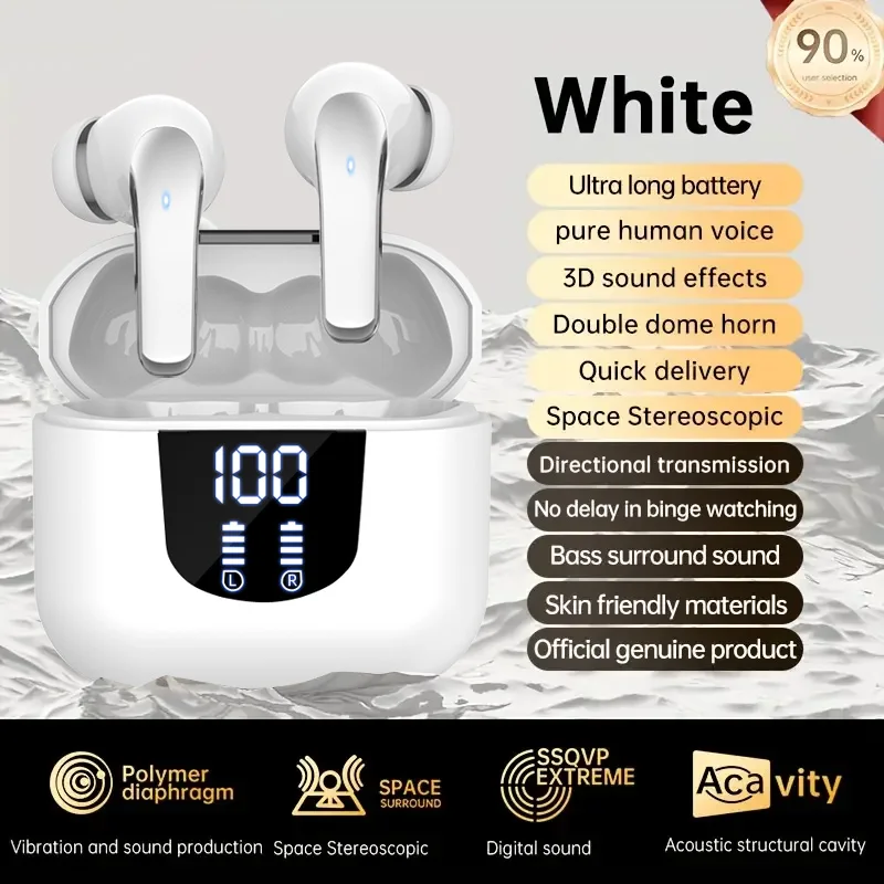 Original TWS K06 Wireless Bluetooth Earphones - Noise Reduction 5.4 Chip Long Range Low Latency LED Display 3D Sound Effect
