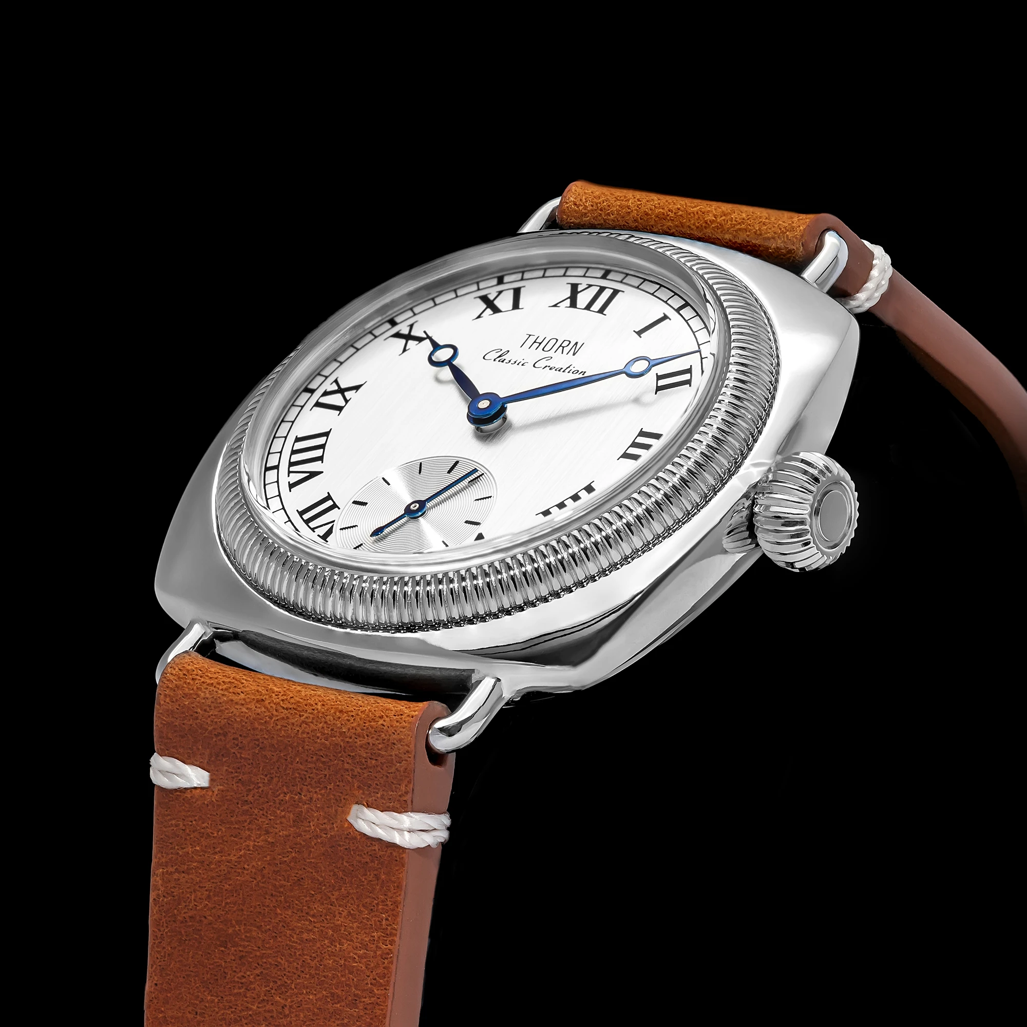 【T002】THORN-Uhr im klassischen Oyster-Stil, antike, kissenförmige Uhr im Retro-Stil, Paaruhr für Herren und Damen – Detail 25
