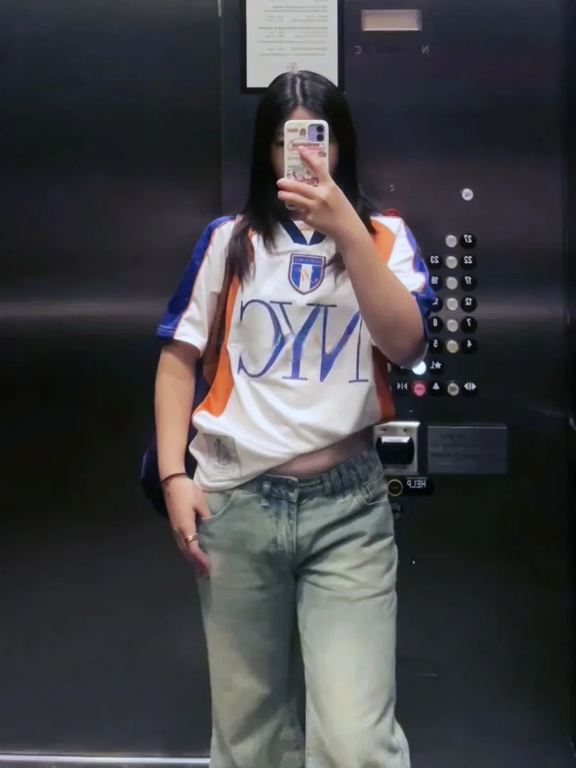Kith  Limited Edition New York Retro Color Block 3D Tailoring Collar Football Style Short Sleeve Men's T-shirt