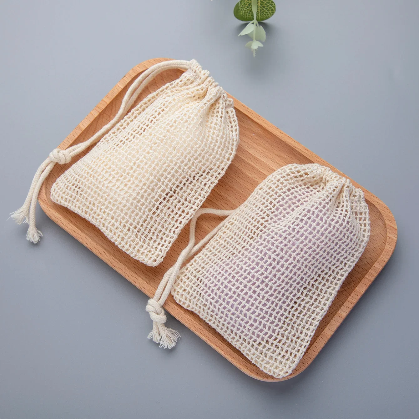 Saco de algodão natural para economizar sabonete, 3 peças, ecológico, feito à mão, bolsa de malha de algodão para limpeza corporal e cuidados com a pele