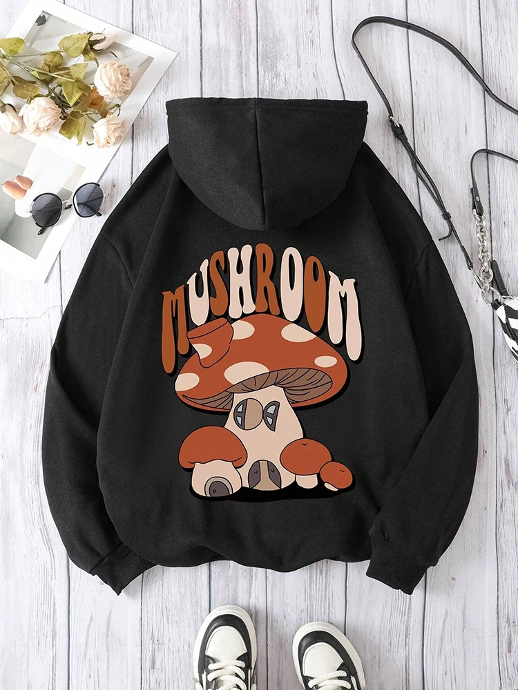 

Cute Mushroom Cartoon Printing Women Hoodies Harajuku Crewneck Hoodie Fashion Casual Oversize Hoody Autumn Comfortable Tracksuit