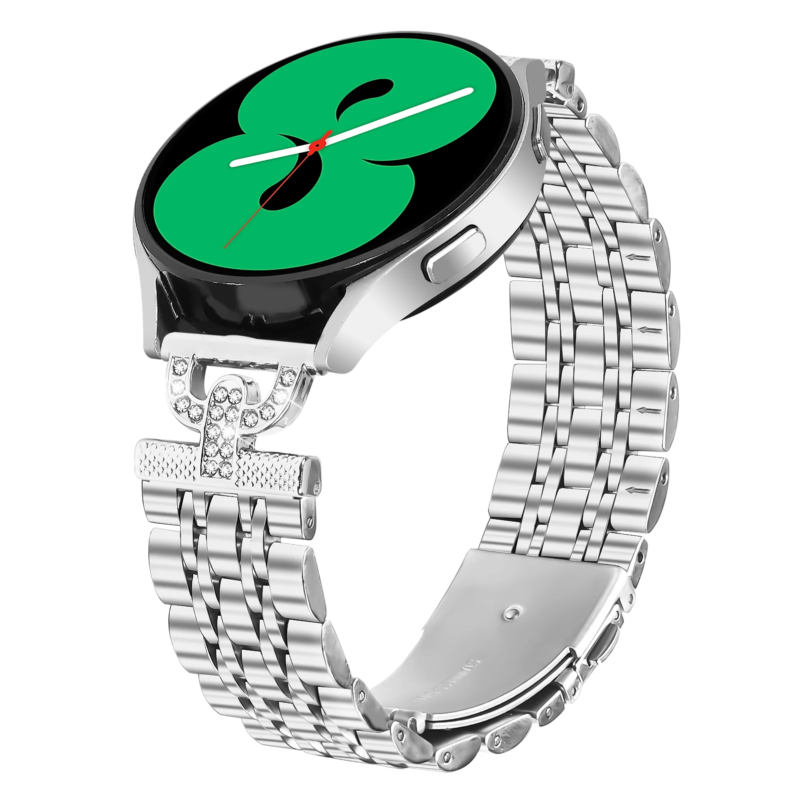 Ремешок для часов Garmin D2 Air X10/ vivoactive 5/Venu Sq 2 с 7 бусинами D-образной формы и стразами, серебряный ремешок из нержавеющей стали