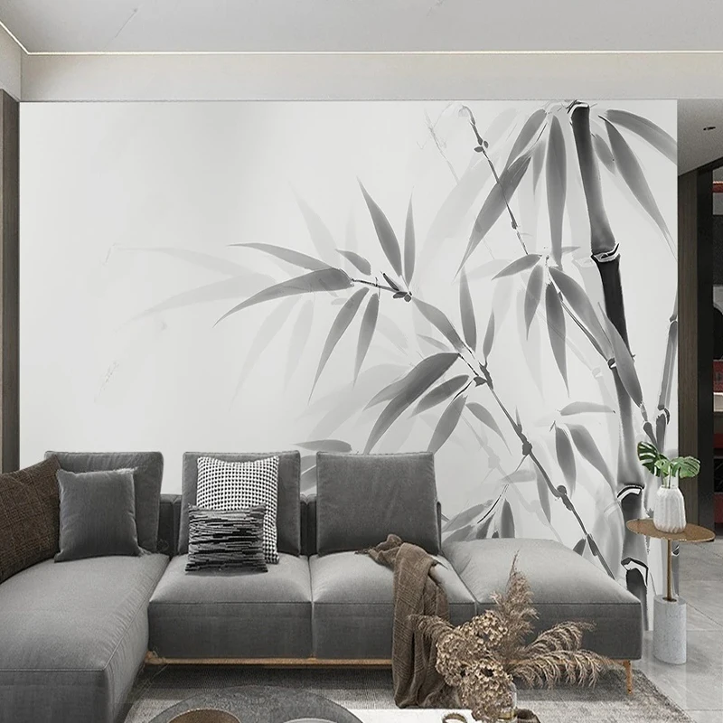 

3D Wallpaper Chinese Style Black White Ink Bamboo Living Room TV Sofa Bedroom Backdrop Home Decor Papier Peint Fresco Poster