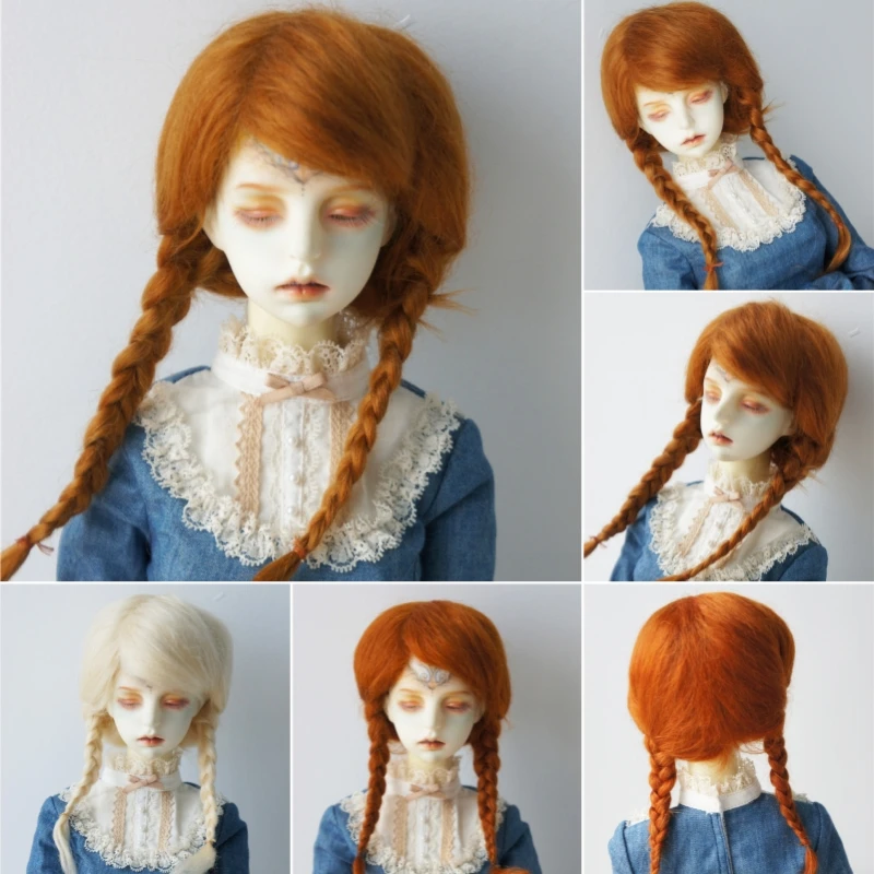 1/6 1/4 1/3 YOSD MSD SD  Mohair Doll Wigs  JD018 6-7inch 7-8inch 8-9inch  Anna Double Braid  BJD Hair  Country Girl Wig Styles