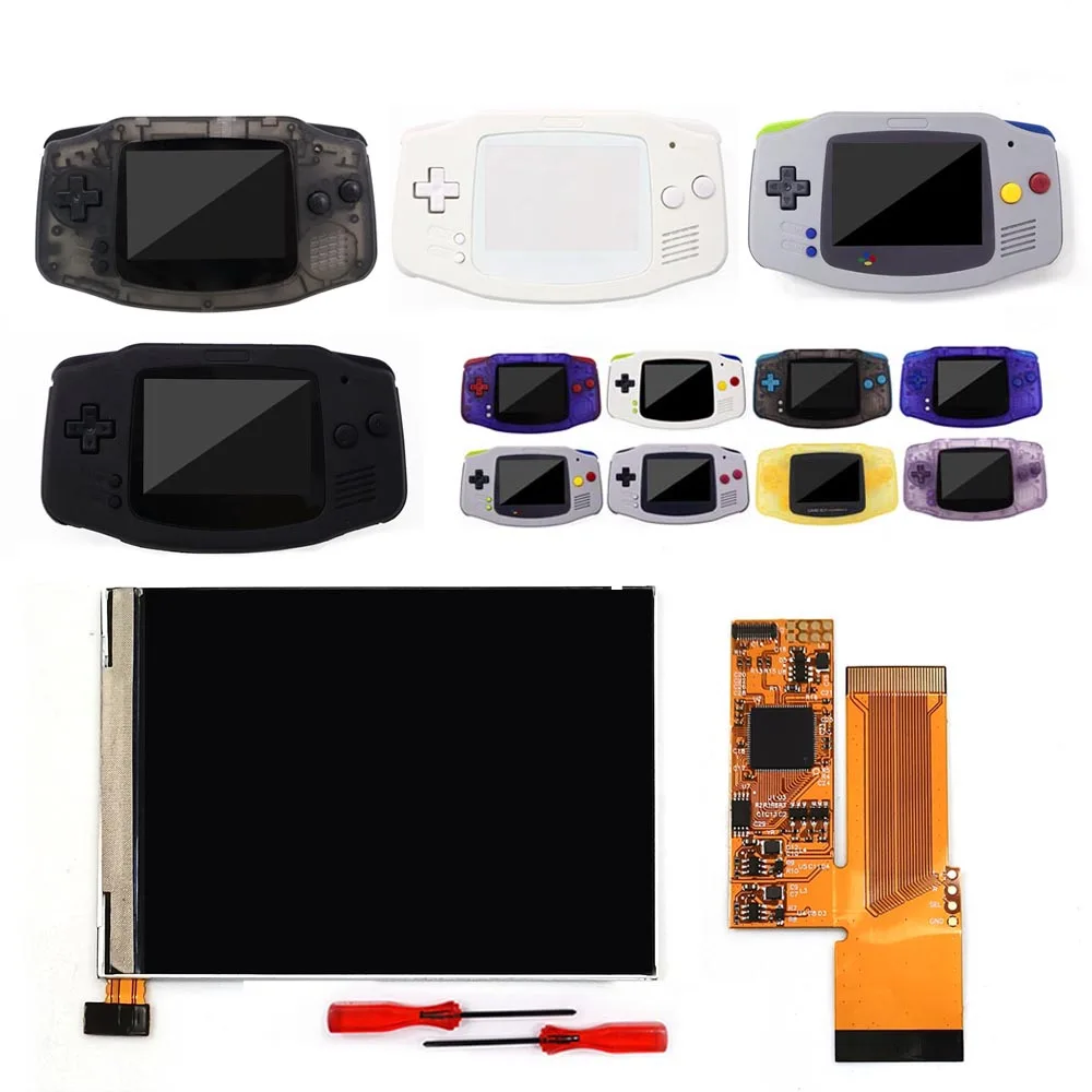 

GBA IPS V2 Backlight Screen Kits 10 Levels Brightness LCD With Color Pre-cut Shell For Gameboy Advance Console