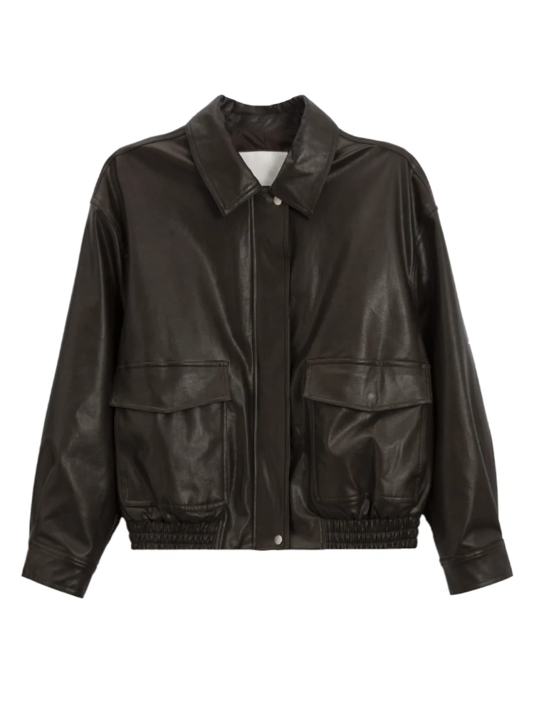 Loveheynew Bla Retro motorfiets leren jas dames losse afslankende PU-leren jas herfst winter nieuwe Sle bovenkleding