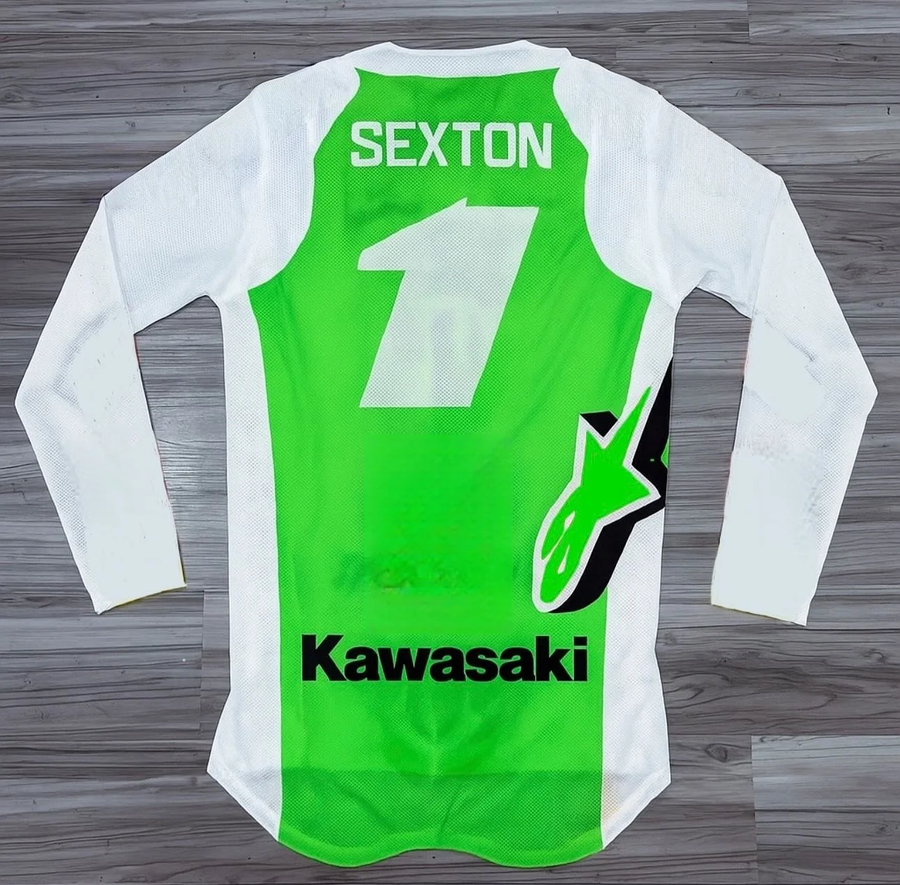 

Kawasaki Men's Quick Drying Long Sleeve Motocross Jersey #1 Chase Sexton Breathable Motorcycle T-shirt Casual Sports Clothing