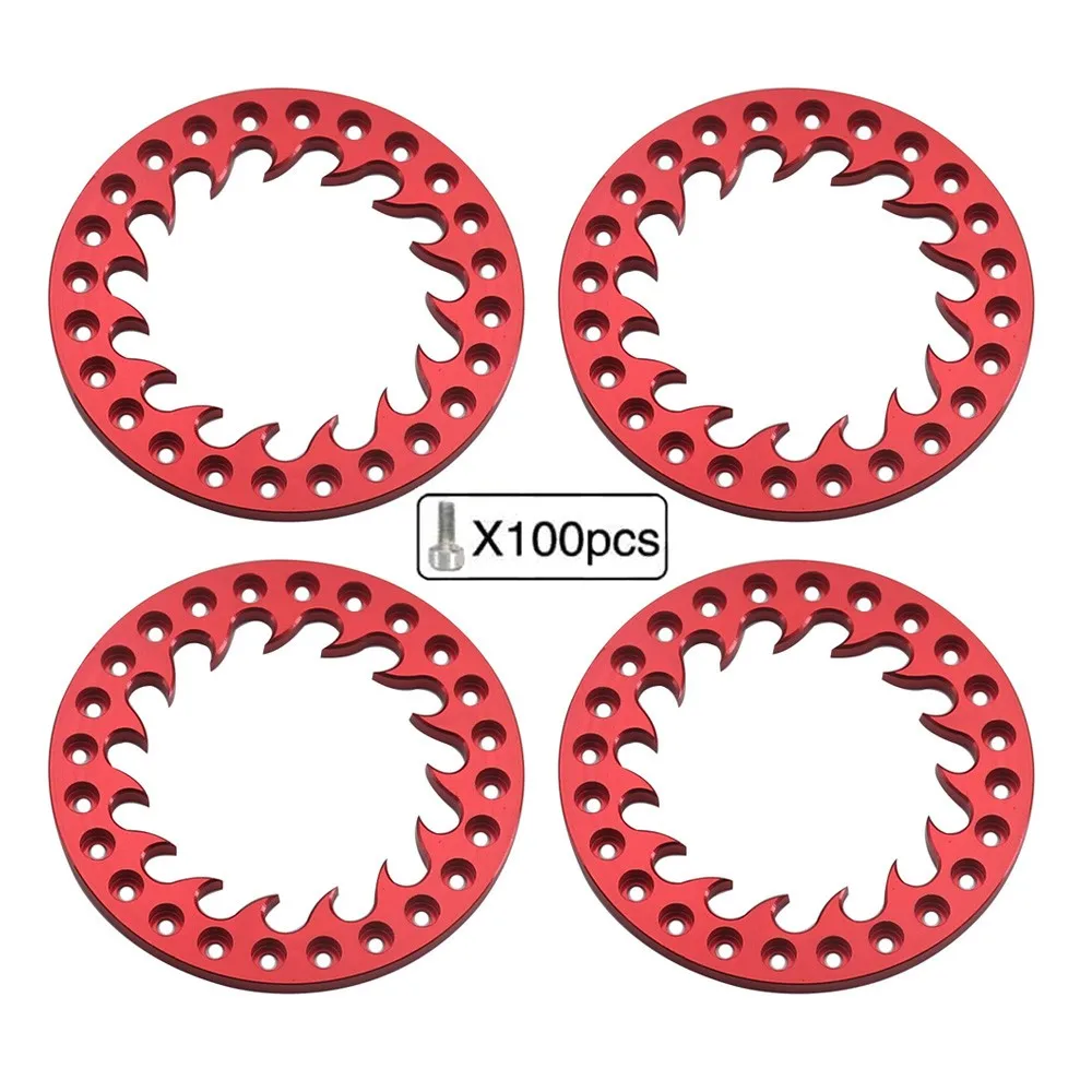 4pcs Aluminum Alloy 1.9 Inch Beadlock Wheel Outer Ring For 1/10 Rc Crawler Axial Scx10 90046 Traxx/as Trx4 1.9 Wheel Rims