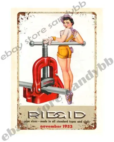 1 pcs,1953 RIDGID Tool Calendar girl pipe vises metal tin sign apartment accessories