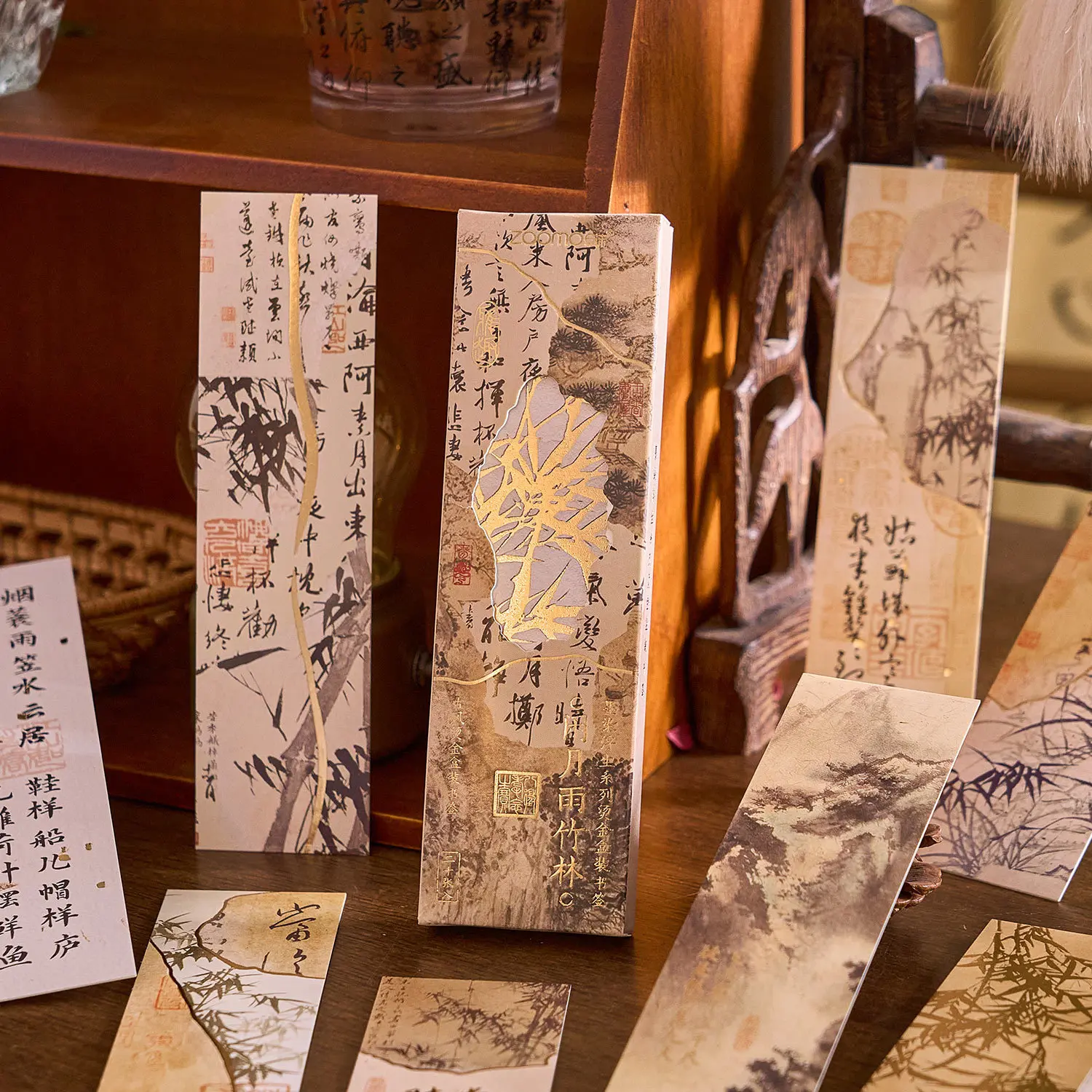30 pcs Chinese style Bronzing bookmark Decorative paper Scrapbooking Set