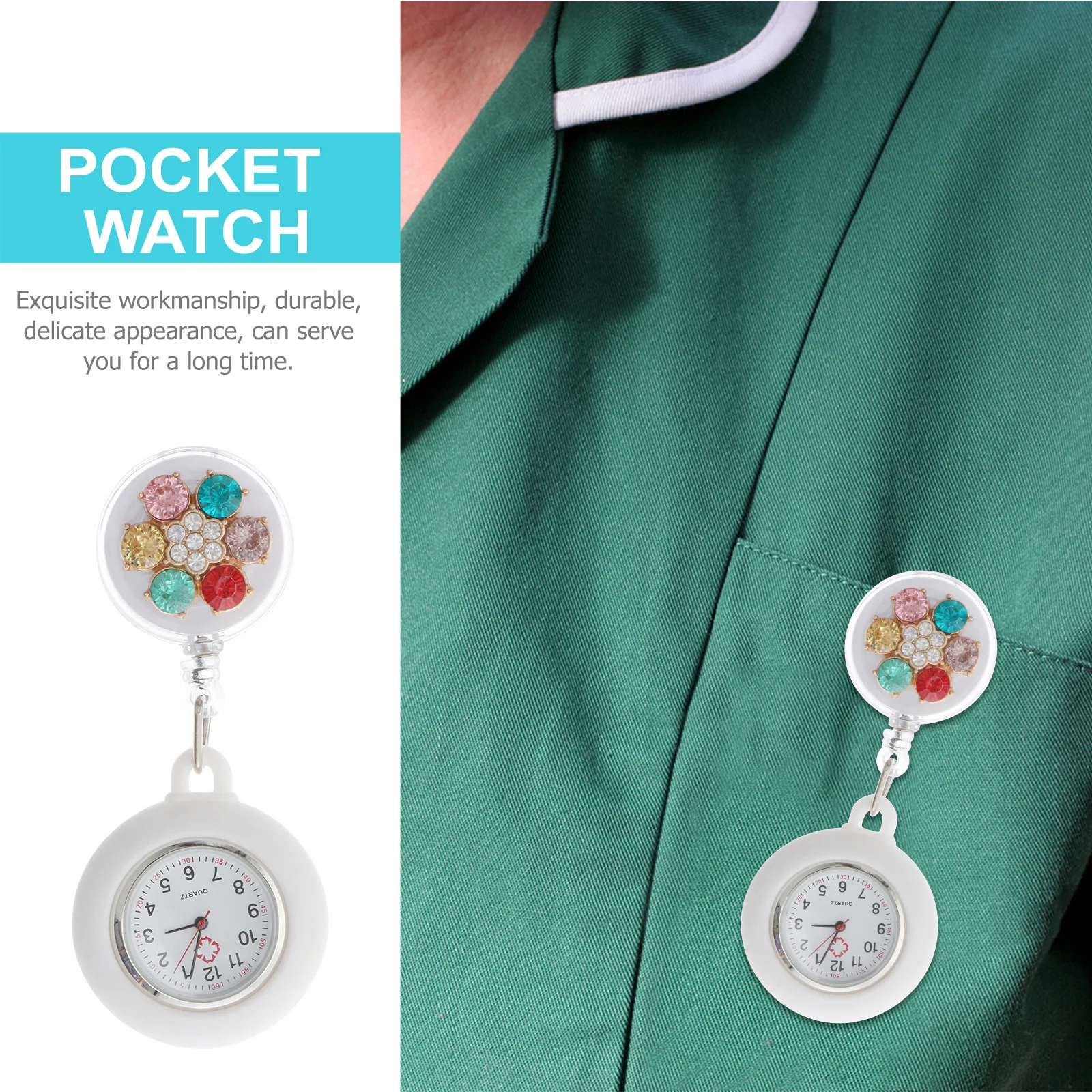 

Women Nurse Pocket Watch Stylish Lightweight Hanging Retractable Nursing Chest Watch Durable Practical Nurse Watches for Women