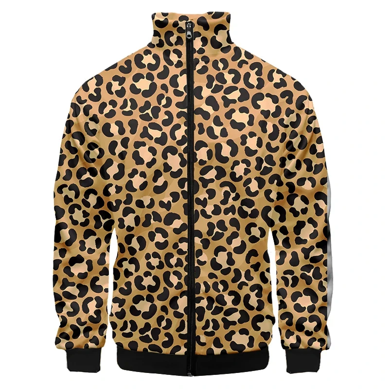 Leopard Print 3d Jacket For Men Spring Autumn Outdoor Harajuku Sweatshirt Streetwear Zipper Unisex Jacket Tops Outwear Tracksuit