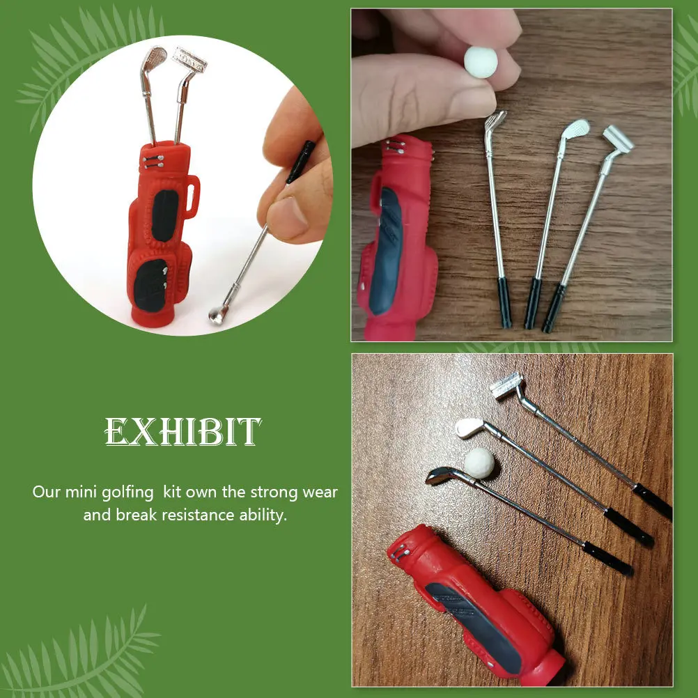 

1Set Mini Golf Kit Durable Wear Resistant Lightweight Simulation Golf Club Decor Mini House Supply Creative Educational Outdoor