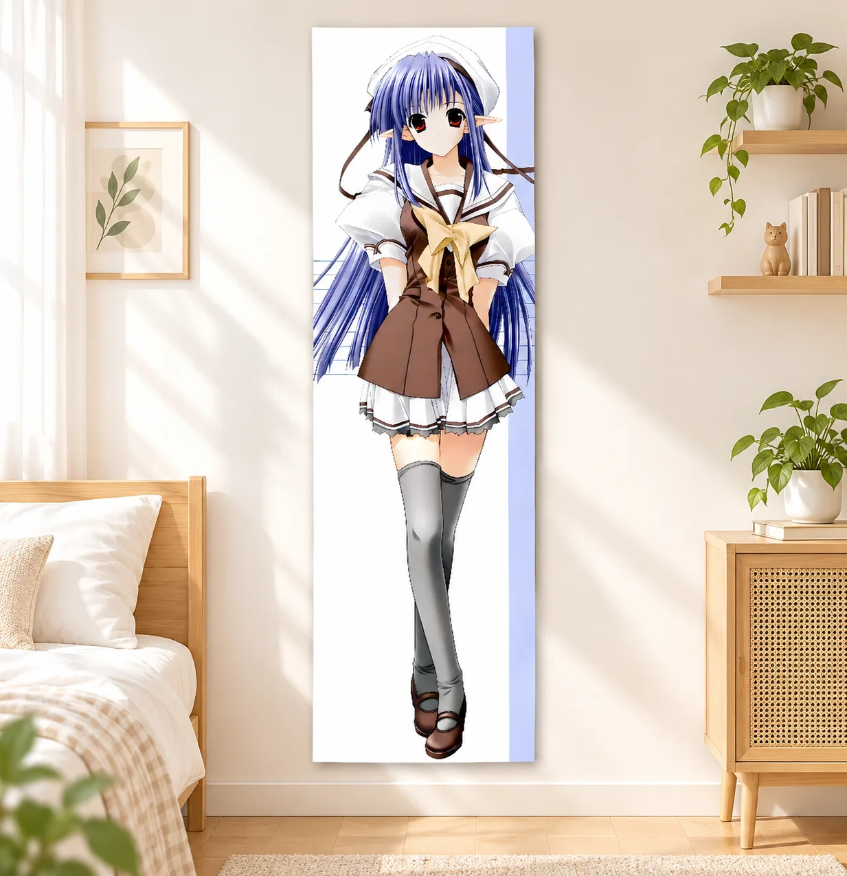 Shuffle! Nerine Anime Vertical Long Tapestry, Elf Girl Character Wall Hanging, Slim Polyester Wall Cloth For Otaku Bedroom Dorm