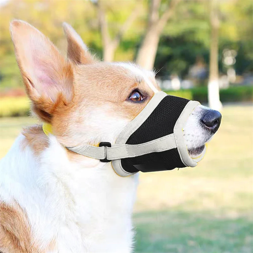 

Adjustable Breathable Mesh Dog Muzzle for Puppies & Large Dogs Anti-Bark Bite & Accidental Feeding Protection with Secure Straps