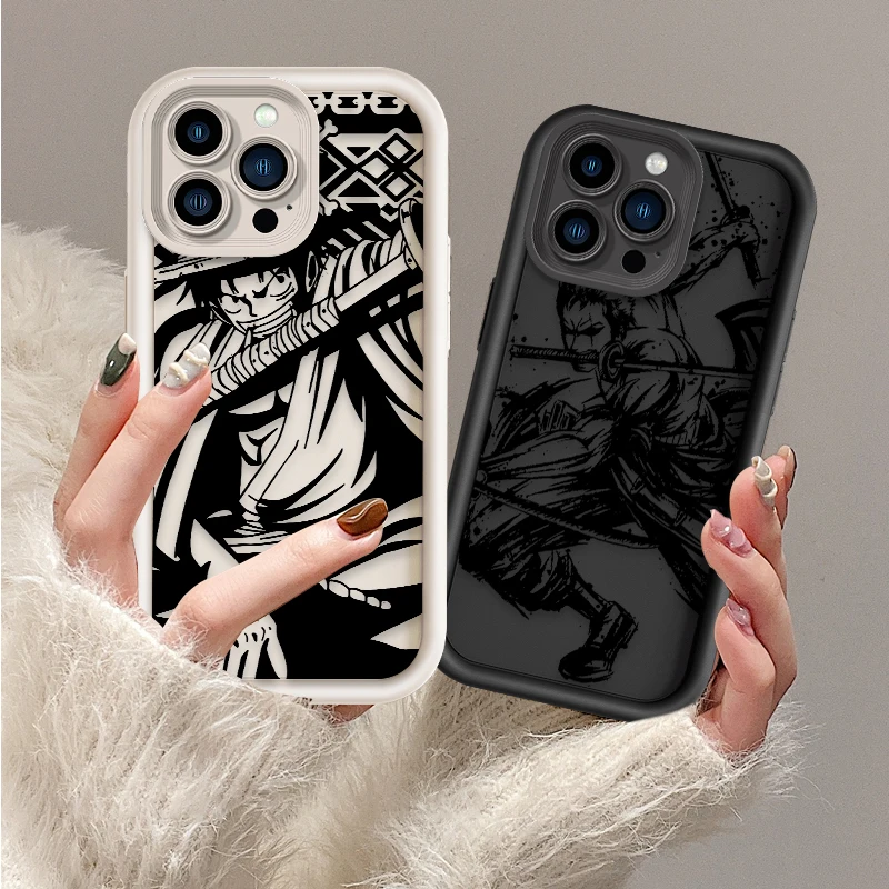 Cartoon O-one Pieces Zoro For iPhone 15 14 13 12 11 Pro Max XS Max X XR 7 8 Plus 6S 5S  Liquid Eye Ladder Phone Case