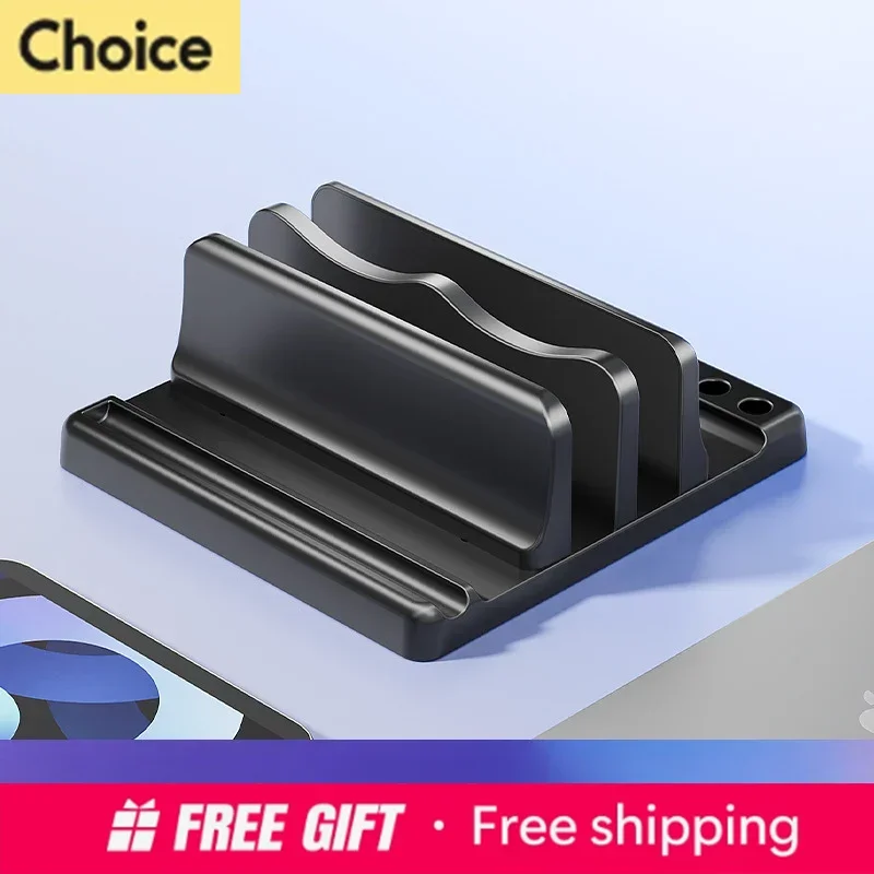 

2027 Universal 3/2 Slots Desk Laptop Holder Vertical Laptop Stand Laptop Docking Station Stand Desk Storage For Tablet Phone