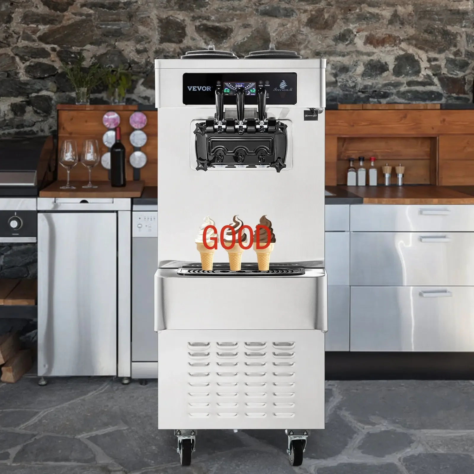 YKF-9236 20-28L/H  2+1 Flavors Overheat Protection Soft Serve