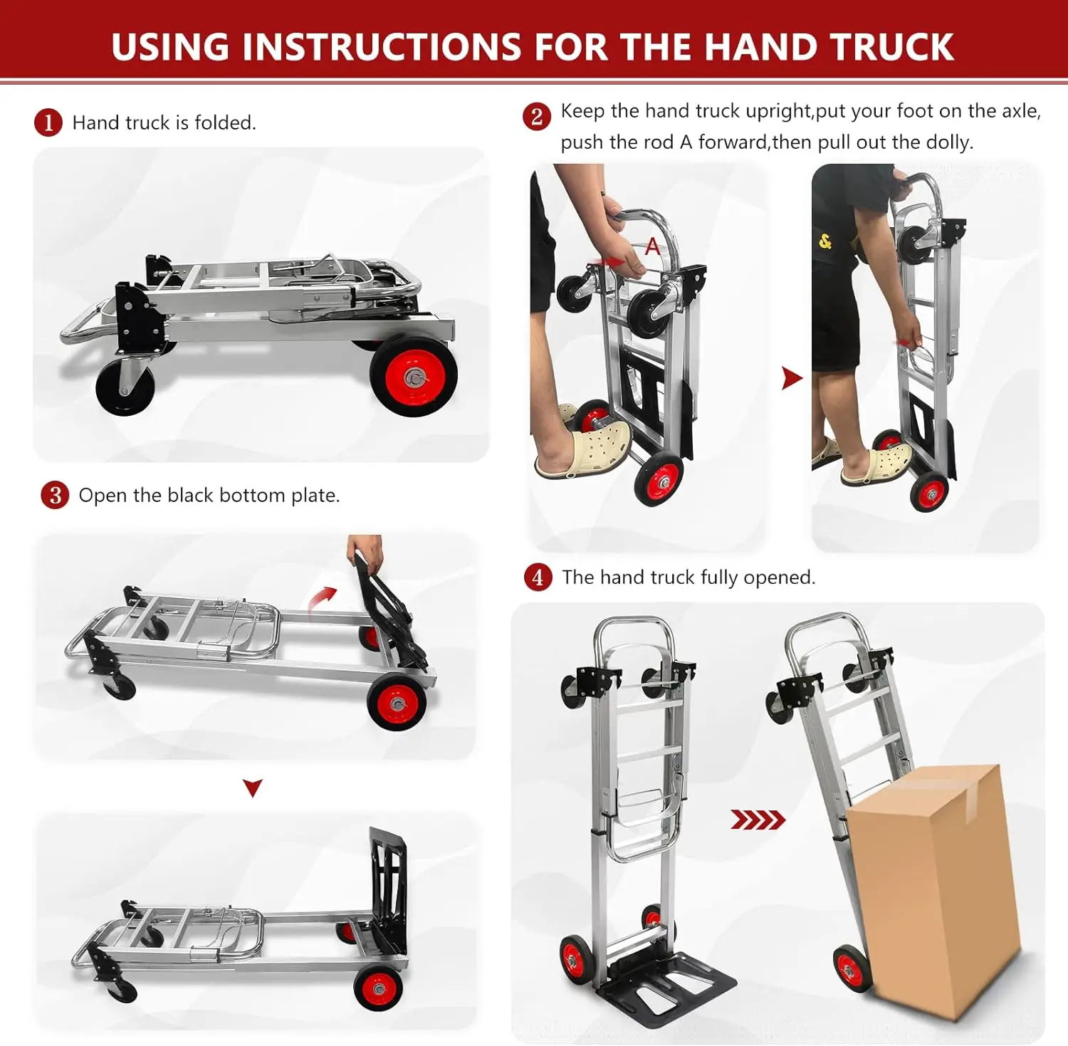 Imagem -05 - Alumínio Mão Caminhão Dolly Heavy Duty Convertible Hand Truck Rodas Pneumáticas e Telescopin 440lbs Capacidade em 1