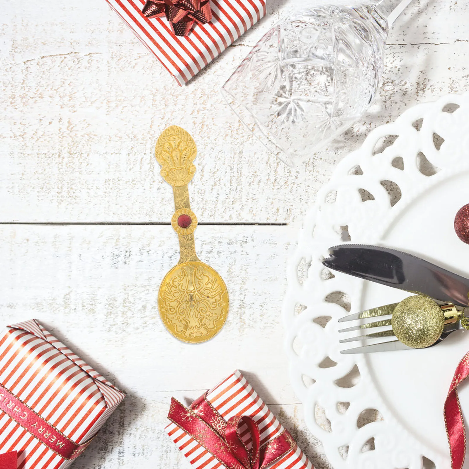 

Camping Spoon Multi-purpose Vintage Hammered Demitasse Espresso Spoons Gold Coffee Blue