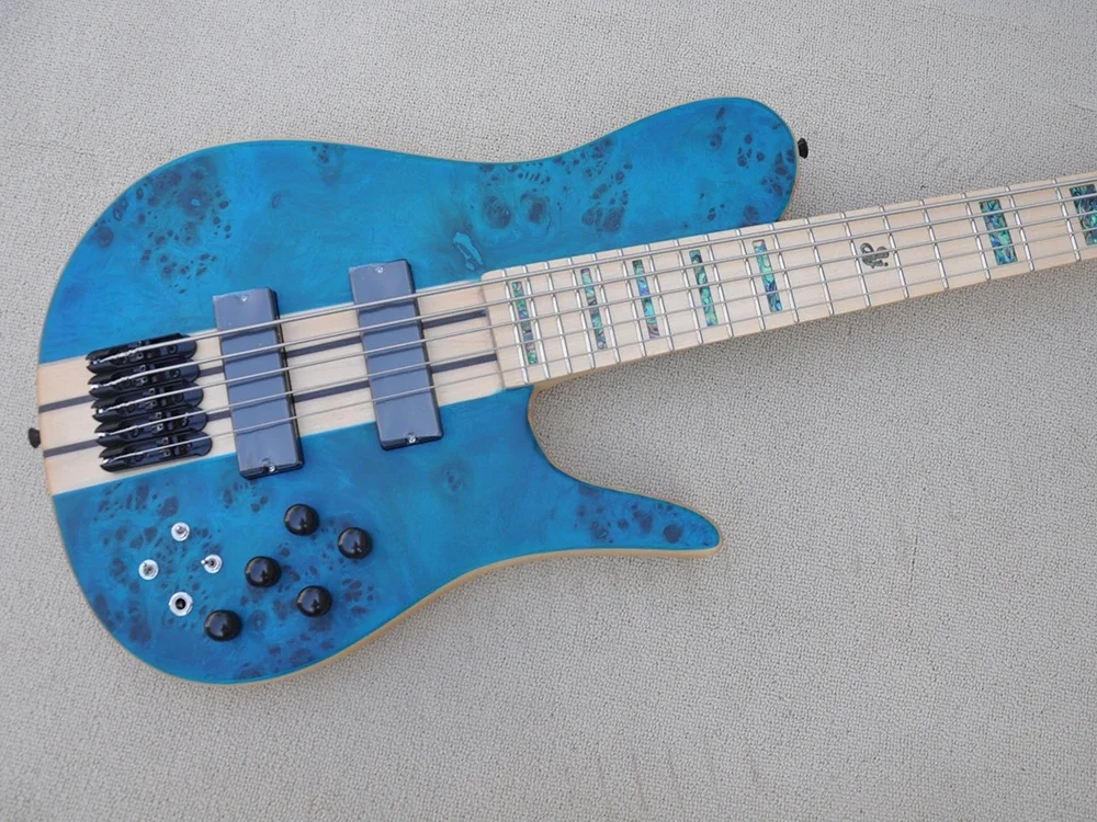 6 Strings Electric Bass Guitar with Black Hardware, Maple Neck,Satin Finish,Provide Customized Service