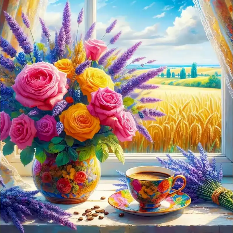 

GATYZTORY Diamond Mosaic Flower Acrylic Craft Supplies Diamond Painting Pattern For Adults Beginners DIY Handmade Gift