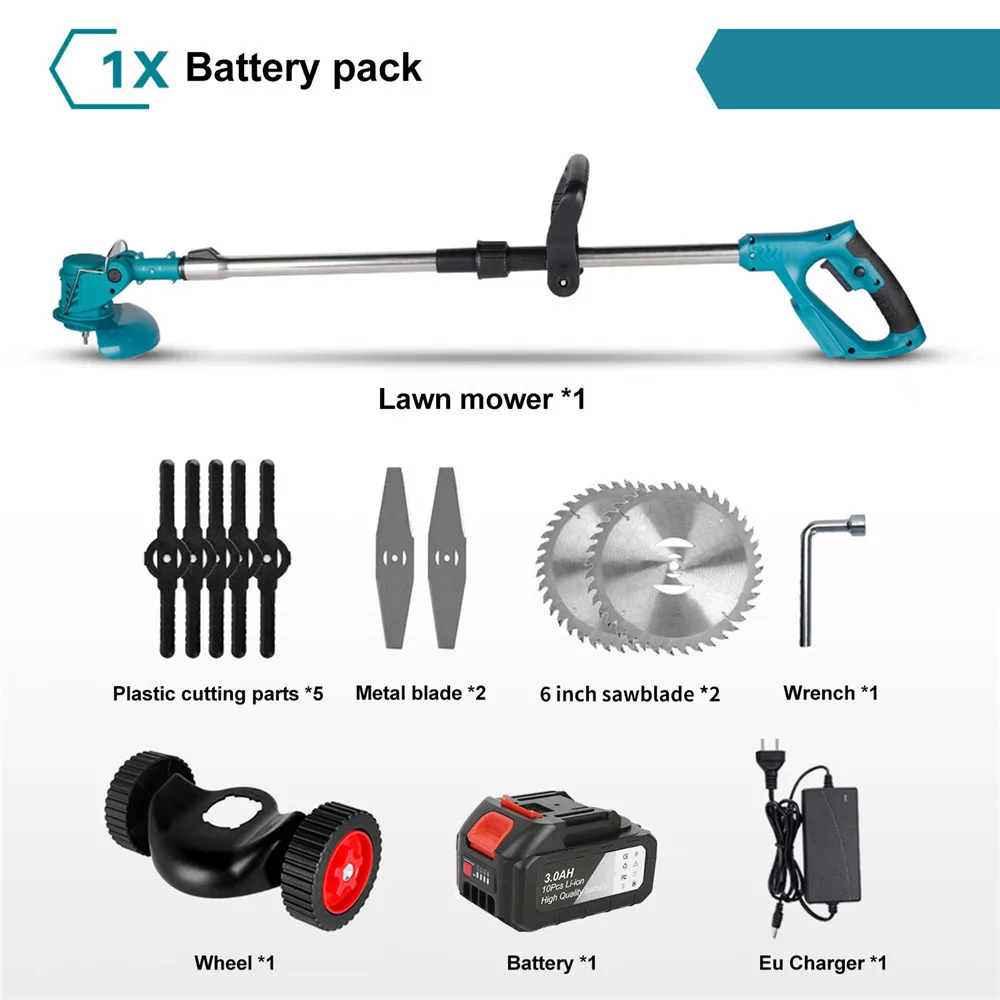 1500W Elektrische Grasmaaier 12000 RPM Draadloze Grastrimmer Tuintrimmers Grastrimmer Cutter Elektrisch Gereedschap voor Gazon Tuin Erf