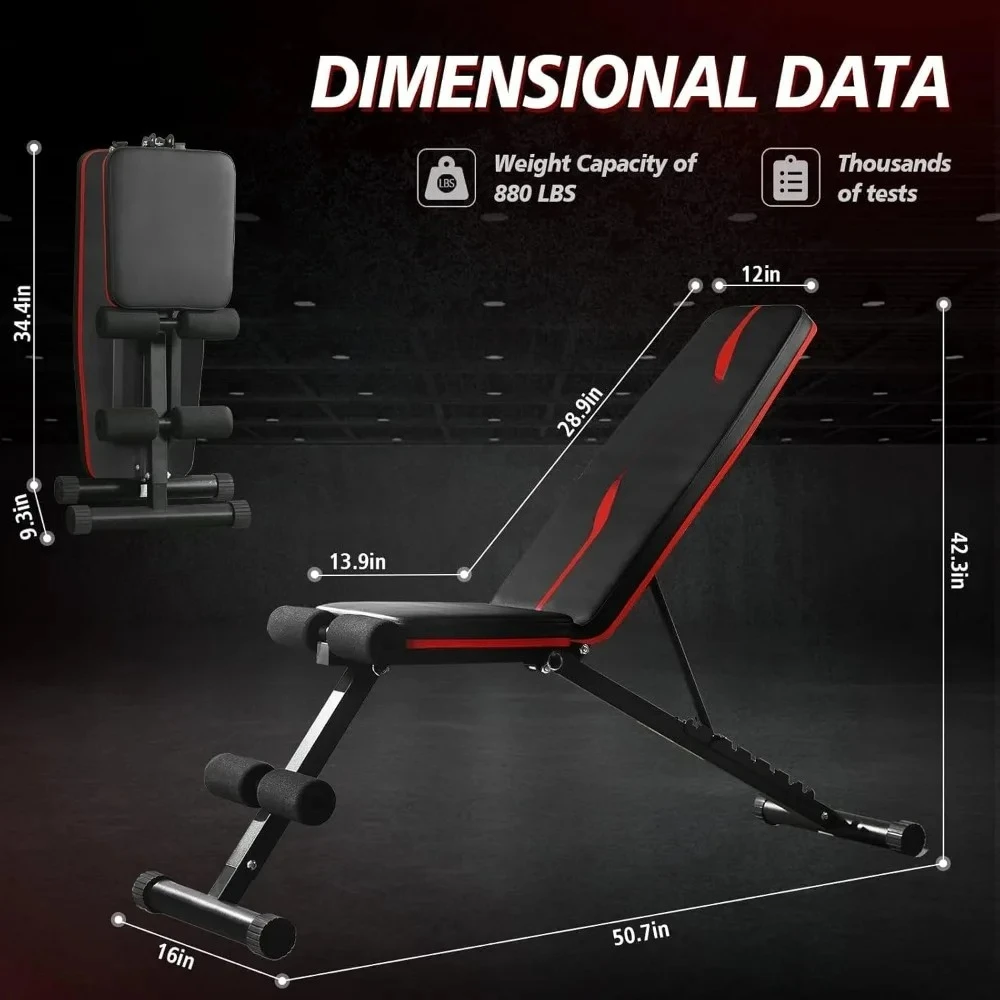Adjustable Weight Bench Press Incline Decline Strength Training Bench Full Body Gym Workout Benches for Home Gym Fitness