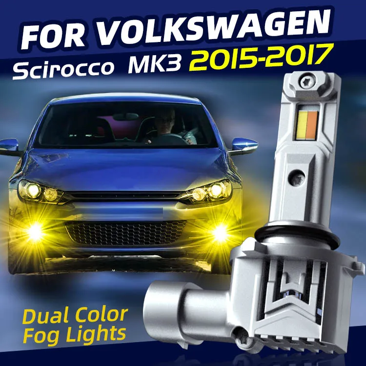 2×Car LED Front Fog Lights Lamps Bulbs Dual Colors Switchback For Volkswagen VW Scirocco MK3 2008 2009 2010 2011 2012 2013 2014
