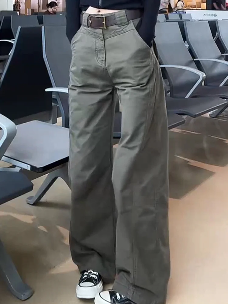 

Свободные повседневные брюки с высокой талией, широкими штанинами и эффектом похудения, модные прямые рабочие брюки, осенняя новинка, женская мода