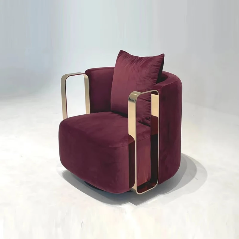 Modern rotating metal velvet fabric bedroom recliner sofa