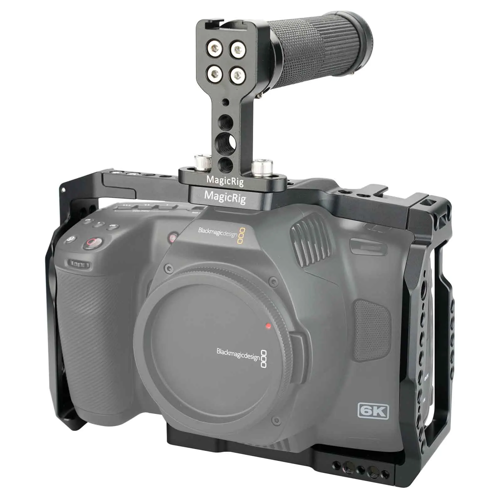 Imagem -04 - Gaiola de Câmera Magicrig para Câmera Bmpcc 6k Pro com Punho Superior de Borracha para Câmera de Cinema de Bolso de Design Blackmagic 6k Pro