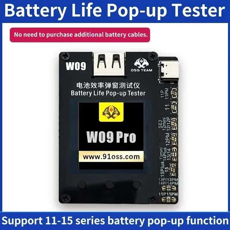 

W09 Pro V3 Battery Life Pop-UP Tester Not Install Tag-on Flex Battery Health Efficiency Data Edit 100% For IP 11-15 Pro Max