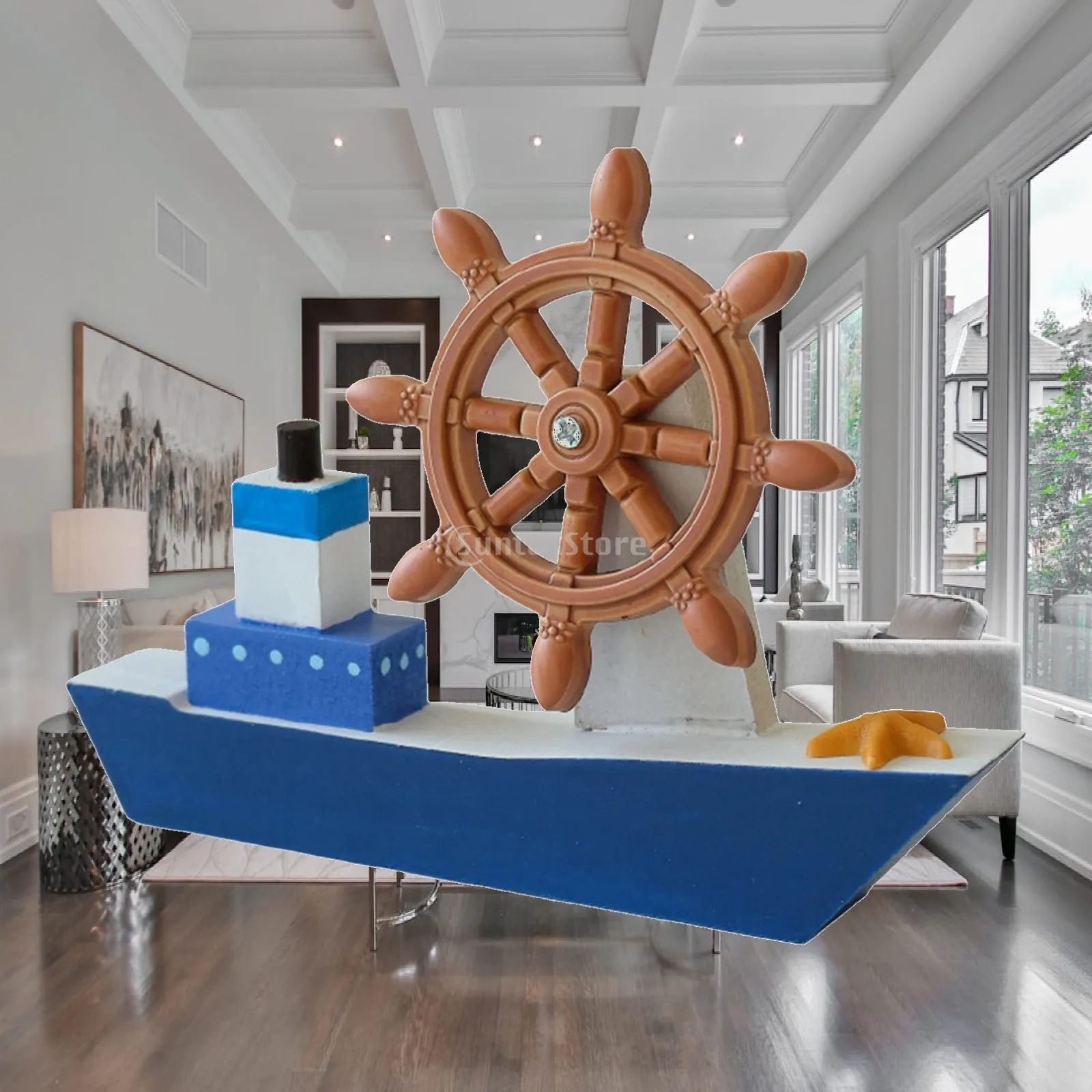 Wooden Sailboat Model Gift Desk Ship Sailing Boat Decor Prop Nautical Rudder for Living Room Bookcase Cabinet Birthday Cupboard