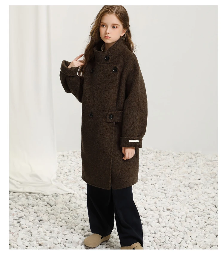 Children's Double-sided Cashmere Coat Autumn Winter Wool Coat for Boys Girls Elegant Fashionable Children's Clothing Comfortable image 5