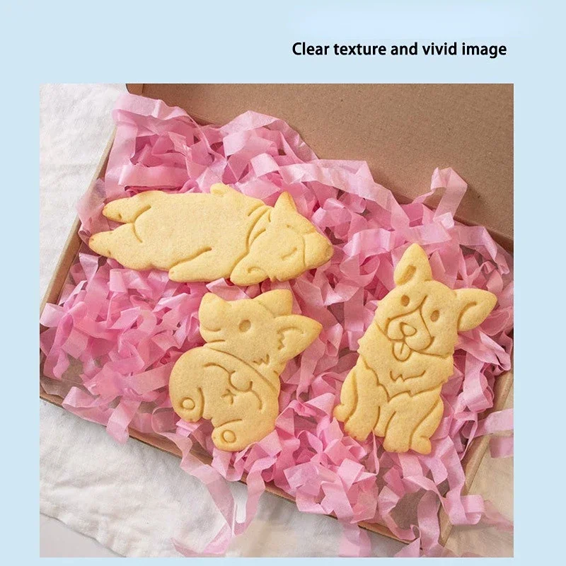 Cookie Cutters Cute Cartoon Corgi Type Stamp Embosser For Biscuit Pastry Bakeware Baking Cookies Molds Kitchen Accessories
