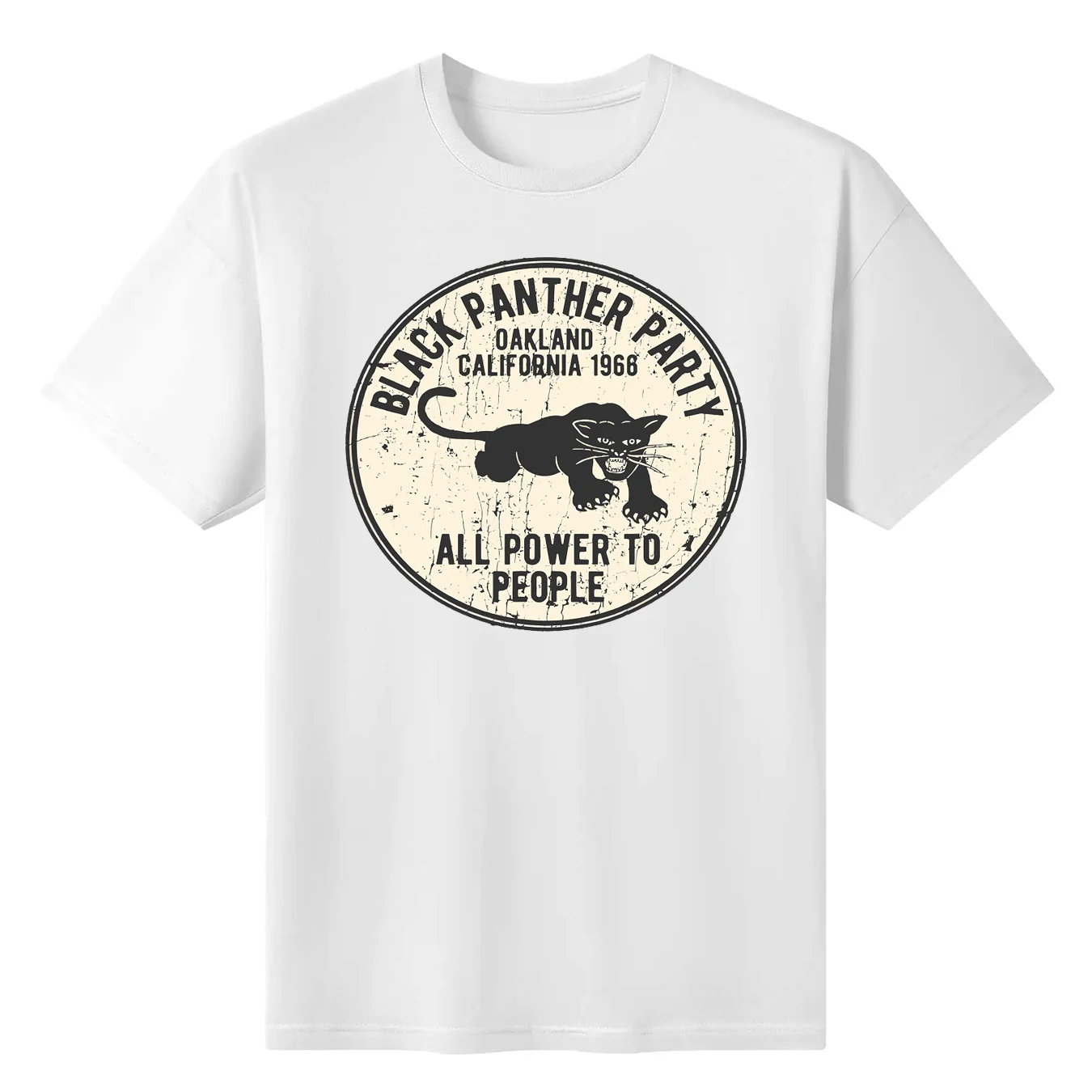 

1966 Oakland California Black Panther Party Men's Summer Short Sleeve Crew Neck Casual T-Shirt