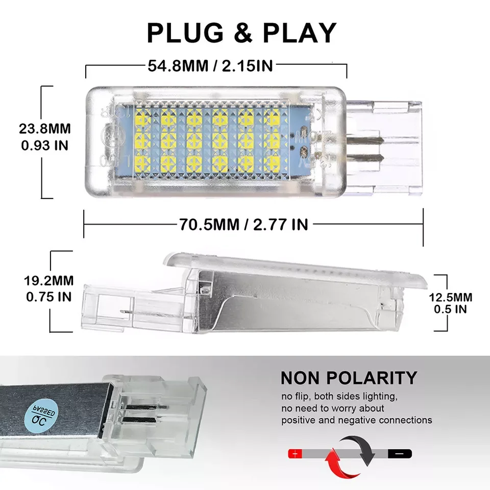ATVOV 2PCS SMD LED Courtesy Under Door Footwell Glove Box Light For VW Golf MK 5 6 7 Jetta Passat B6 B7 Eos Polo Skoda Seat