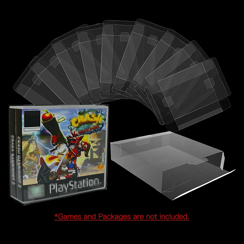 Limpar PET Plastic Armazenamento Display Box, protetores para Double Playstation 1 PS1 CD Video Games