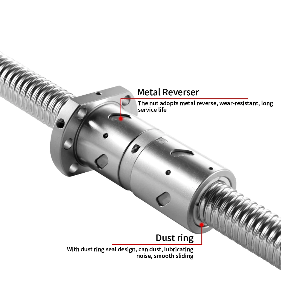 C7 High Precision Ball Screw With Double Nut End machined DFU1605 2005 3205 3210 4005 4010 5010 Length 1200-2500mm For CNC