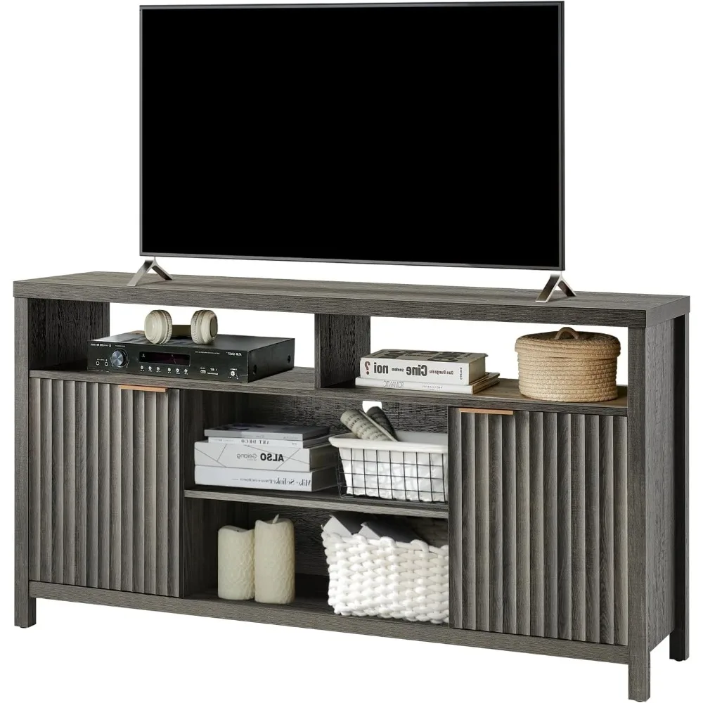 TV Stands for Living Room, Heavy Duty Entertainment Center with Storage, Mid Century Modern Television Stands for 50/55/60/65 TV