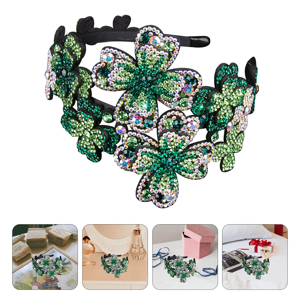 

Hair Toppers Headband Crystal Flapper Retro Rhinestone Hairband Portable Headpiece Green Women's