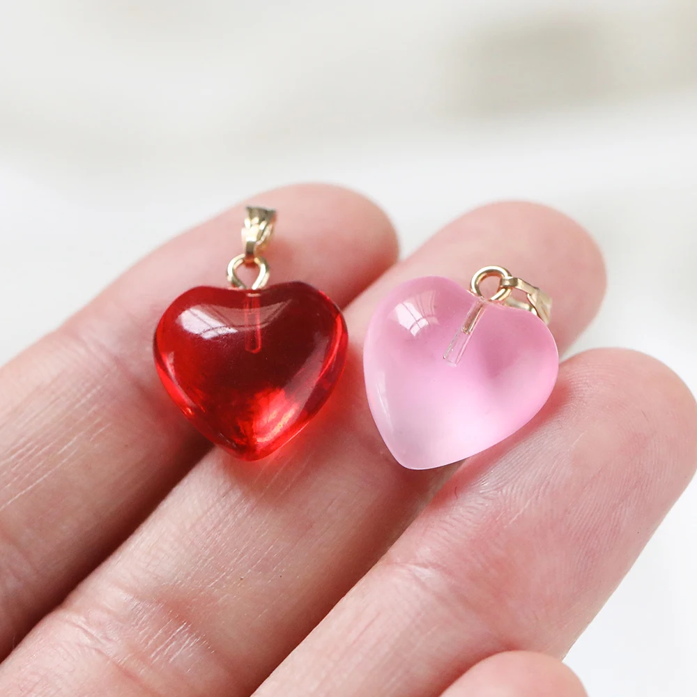 10Pcs Czech Lampwork Glass Heart Shaped Loose Bead Charms Pendants for DIY Earrings Necklaces Handmade Jewelry Making Findings view 6