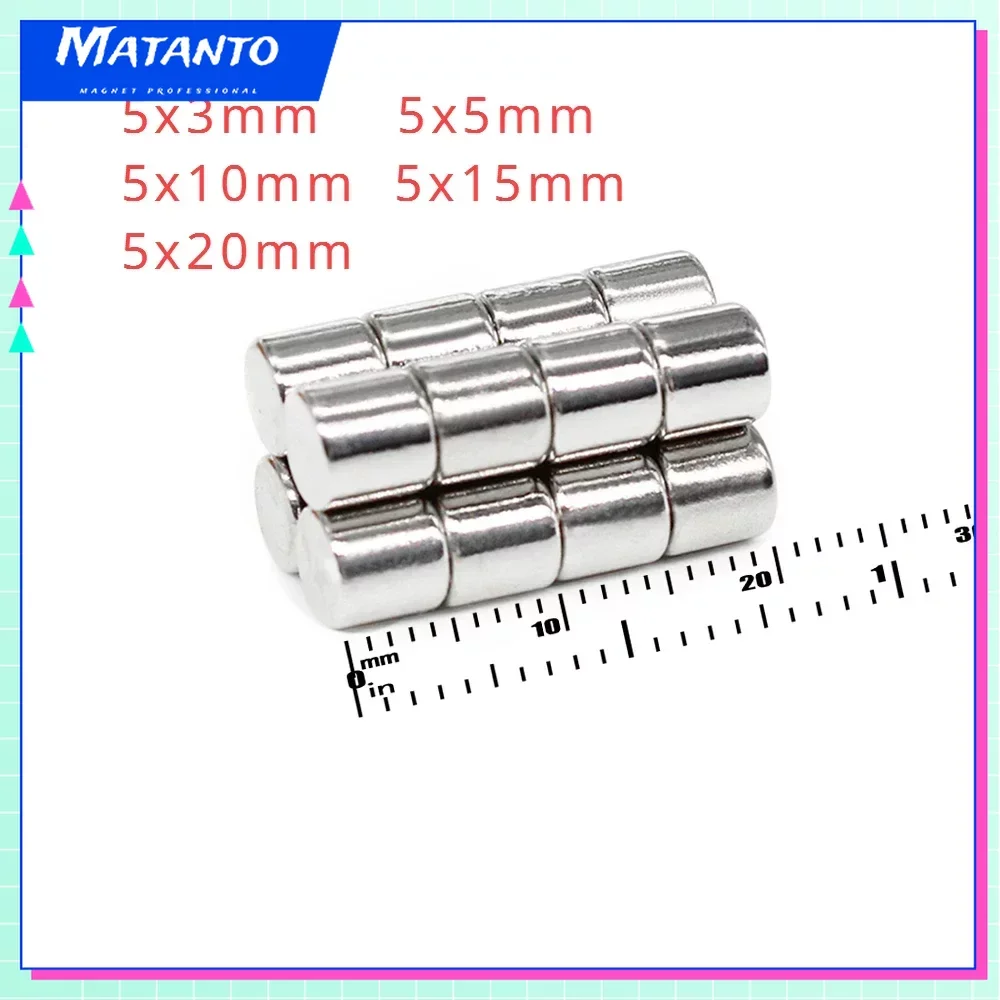 50/100/200PCS 5x3mm 5x5mm 5x10mm 5x15mm 5x20mm Small Round Powerful Magnet Neodymium Search Permanent Strong Magnets