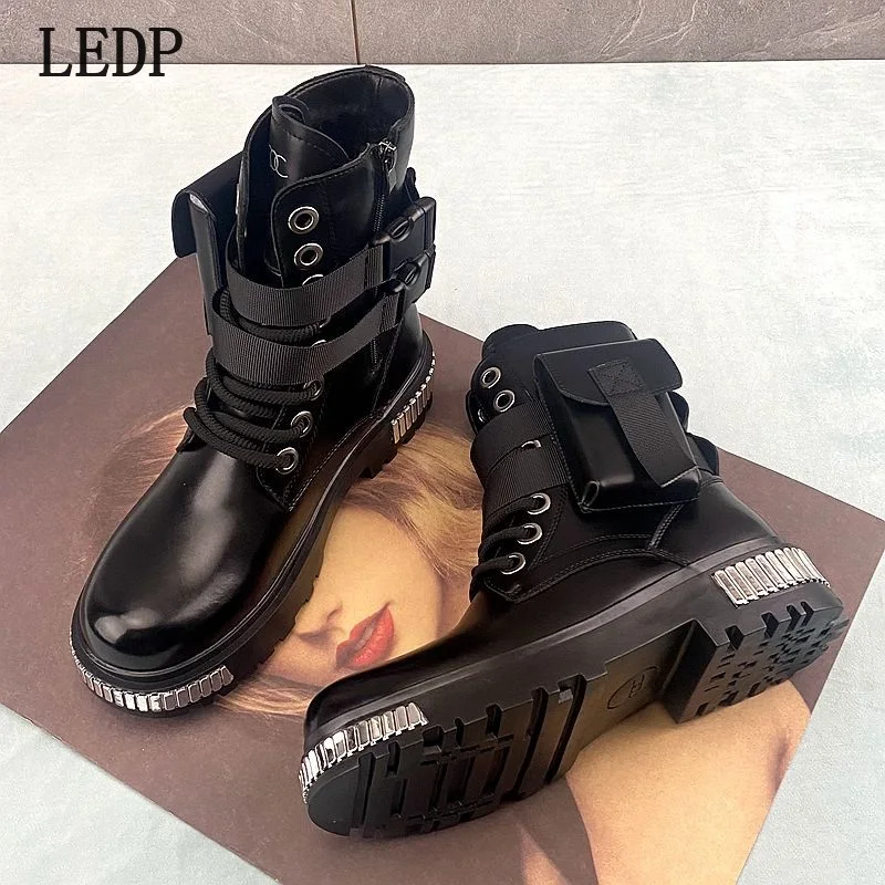 

LEDP Chelsea Boots Men's Winter Autumn Fleece 2025 New Style Mid-Calf High Heel Trendy Korean Style Stylish Wool Boots