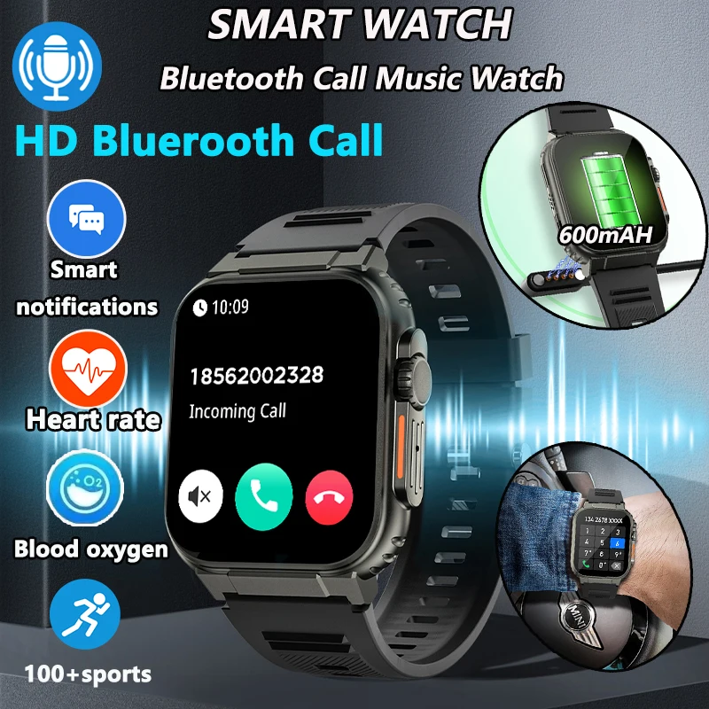 

2026 New Smart Watch 1.96 inch with Heart Rate Blood Pressure Sleep IP68 Waterproof 100+Sports Fitness Tracking Smartwatches