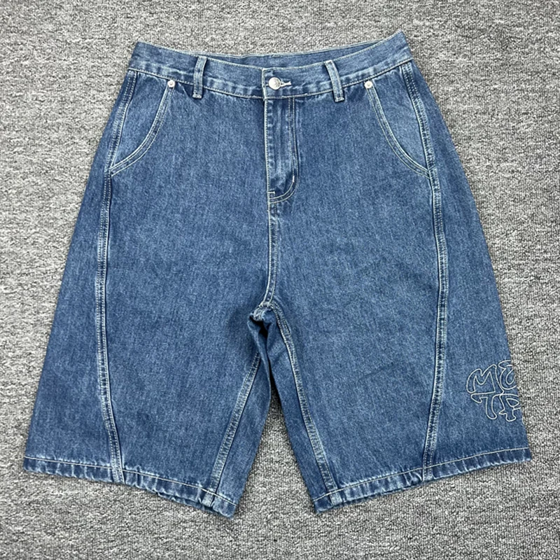 

High Street Trend Men's Loose Straight Mertre Denim Shorts Summer High-quality Shorts