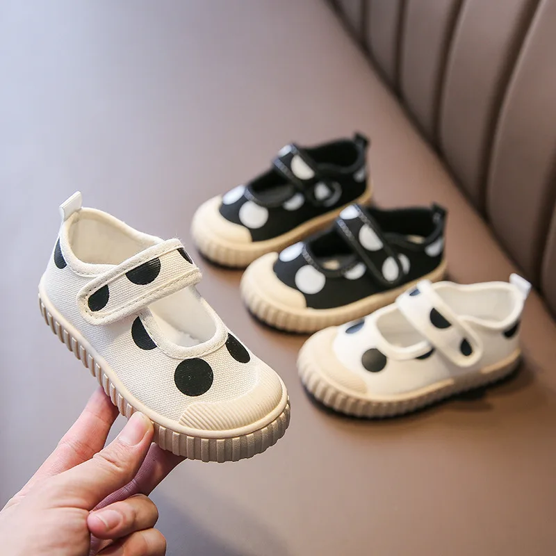 

Kids Shoes Girls Shoes Children Sneakers Cute Sweet Canvas Casual Sneakers Fashion dots Soft Flats Toddler Girls Shoes 21-32